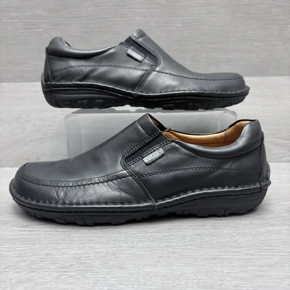 Pikolinos Loafers NAVARRA Black Leather Slip On Moccasin Driving Shoe EU 42